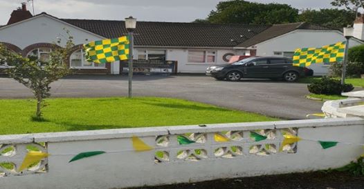 Front of Woodview Veterinary Clinic, with the car park and Kerry flags